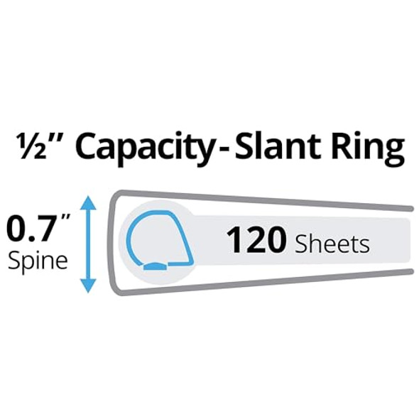 AVERY DURABLE VIEW 3 RING BINDER, 0.5" SLANT RINGS, 135-SHEET, 17002 - WHITE AVERY DURABLE VIEW 3 RING BINDER, 0.5" SLANT RINGS, 135-SHEET, 17002 - WHITE