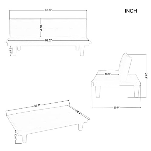 SUMKEA 63.8" Futon Bed with Adjustable Backrest and Suede Upholstery - Black SUMKEA 63.8" Futon Bed with Adjustable Backrest and Suede Upholstery - Black