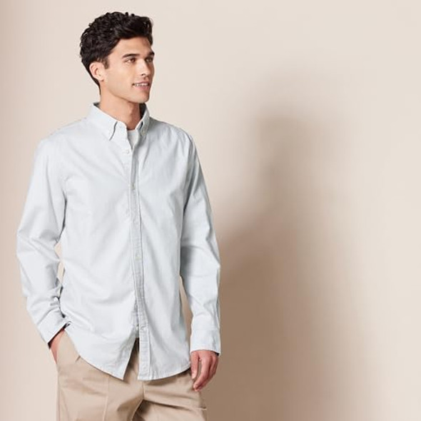 AMAZON ESSENTIALS MEN'S OXFORD SHIRT, SLIM FIT STRETCH MEN SMALL - LIGHT GRAY New AMAZON ESSENTIALS MEN'S OXFORD SHIRT, SLIM FIT STRETCH MEN SMALL - LIGHT GRAY New