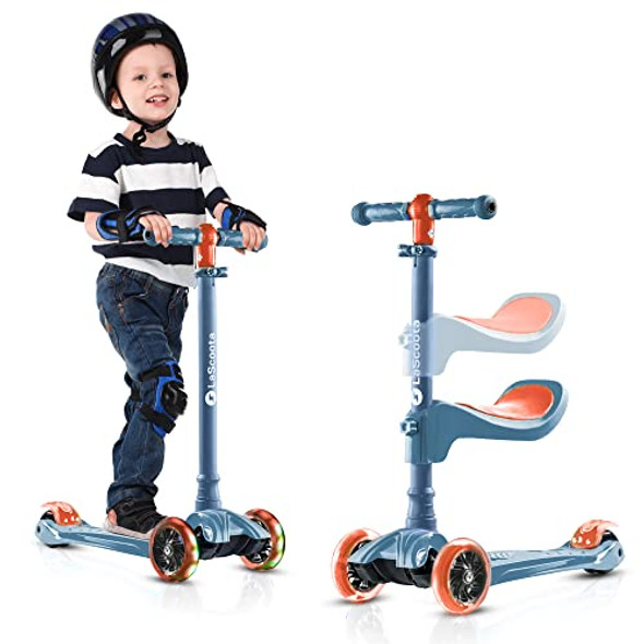 LASCOOTA 2-IN-1 KIDS KICK SCOOTER, REMOVABLE SEAT, 3 LED LIGHTED WHEELS LASCOOTA 2-IN-1 KIDS KICK SCOOTER, REMOVABLE SEAT, 3 LED LIGHTED WHEELS