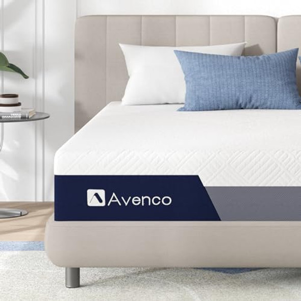 AVENCO fully mattress, 12" memory foam, pressure relief/cooling sleep - white