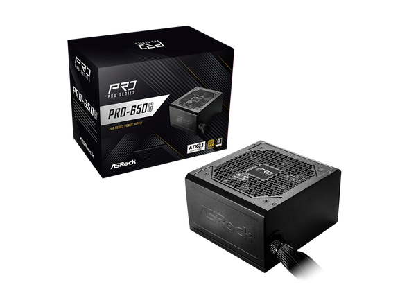 ASRock PRO Series PRO-650G 650 W ATX 3.1 Compatible 80 PLUS GOLD Certified Power