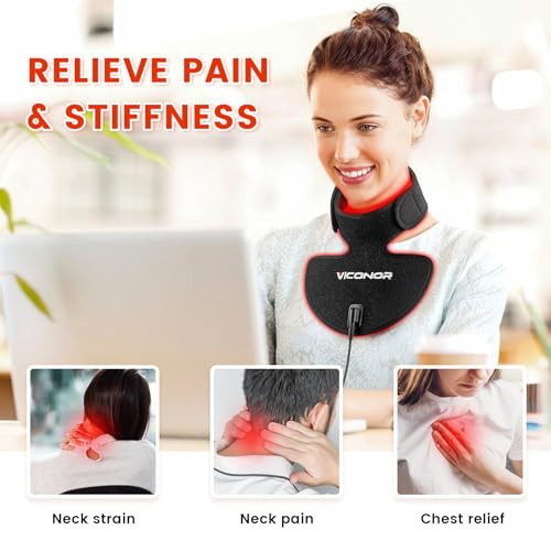 VICONOR RED LIGHT NECK AND CHEST DEVICE 660NM & 850NM LIGHT THERAPY - BLACK