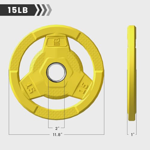FAGUS H COLOR CODED WEIGHT PLATE 2-INCH RUBBER OLYMPIC GRIP PLATE PAIR YELLOW FAGUS H COLOR CODED WEIGHT PLATE 2-INCH RUBBER OLYMPIC GRIP PLATE PAIR YELLOW