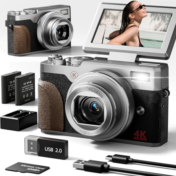 NBD 4K Digital Cameras Autofocus,48MP Vlogging Cameras YouTube Antishake Silver NBD 4K Digital Cameras Autofocus,48MP Vlogging Cameras YouTube Antishake Silver