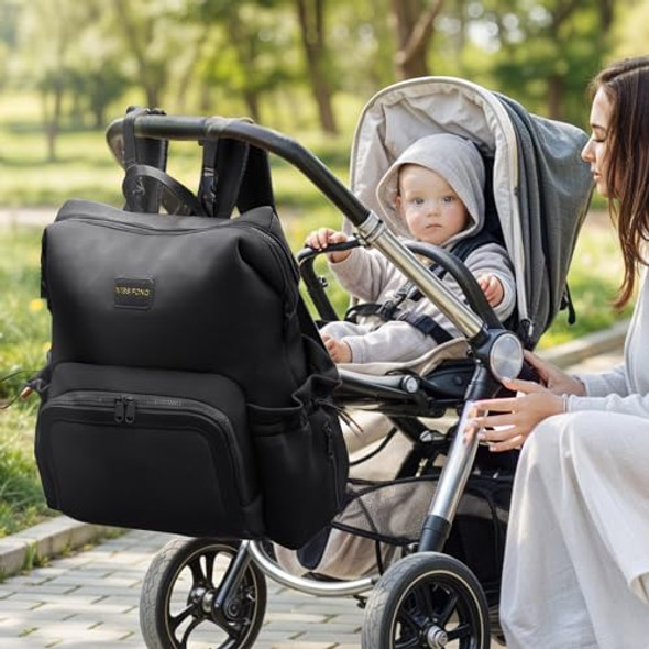 MISS FONG DIAPER BAG BACKPACK BABY DIAPER BAG NEOPRENE BAG - BLACK MISS FONG DIAPER BAG BACKPACK BABY DIAPER BAG NEOPRENE BAG - BLACK