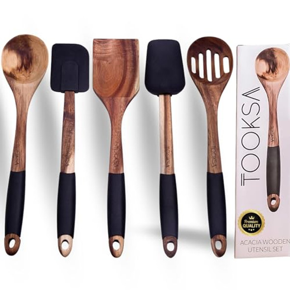 TOOKSA PREMIUM 5 PIECE ACACIA UTENSIL SET BLACK TKS-ACAUTENSIL-5P-BK TOOKSA PREMIUM 5 PIECE ACACIA UTENSIL SET BLACK TKS-ACAUTENSIL-5P-BK