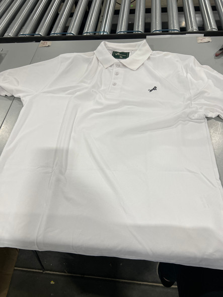 TIGER WOLF 3 BUTTON POLO SHIRT - SIZE: MEN XL - WHITE TIGER WOLF 3 BUTTON POLO SHIRT - SIZE: MEN XL - WHITE