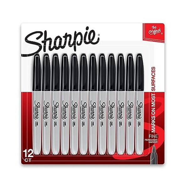 SHARPIE PERMANENT FINE-POINT MARKERS GRAY BARREL BLACK INK PACK 12 MARKERS New SHARPIE PERMANENT FINE-POINT MARKERS GRAY BARREL BLACK INK PACK 12 MARKERS New