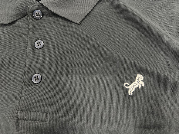 TIGER WOLF 3 BUTTON POLO SHIRT - SIZE: MEN XL - BLACK TIGER WOLF 3 BUTTON POLO SHIRT - SIZE: MEN XL - BLACK