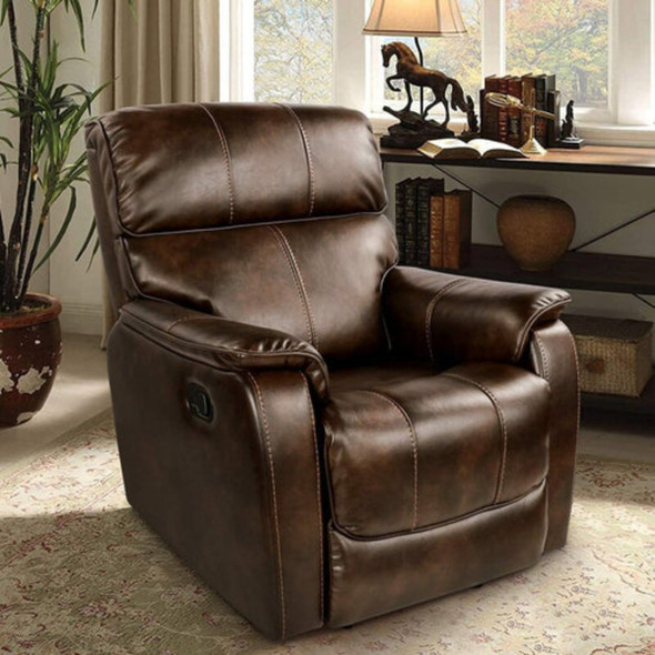 QOMOTOP OVERSIZED VEGAN LEATHER ROCKING RECLINER - BROWN QOMOTOP OVERSIZED VEGAN LEATHER ROCKING RECLINER - BROWN