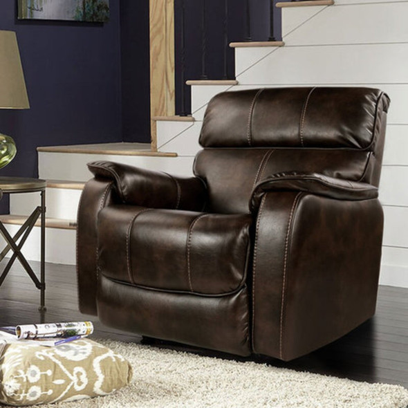 QOMOTOP OVERSIZED VEGAN LEATHER ROCKING RECLINER - BROWN QOMOTOP OVERSIZED VEGAN LEATHER ROCKING RECLINER - BROWN
