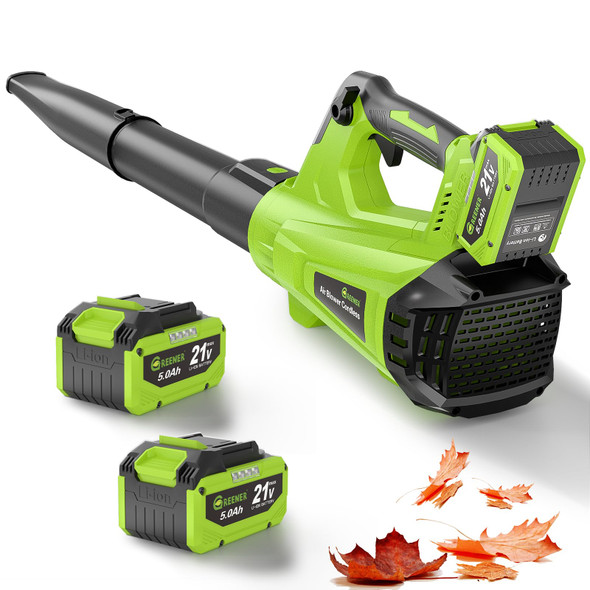 GREENER 21V LEAF BLOWER CORDLESS, 580CFM/160MPH ELECTRIC LEAF BLOWER - GREEN GREENER 21V LEAF BLOWER CORDLESS, 580CFM/160MPH ELECTRIC LEAF BLOWER - GREEN