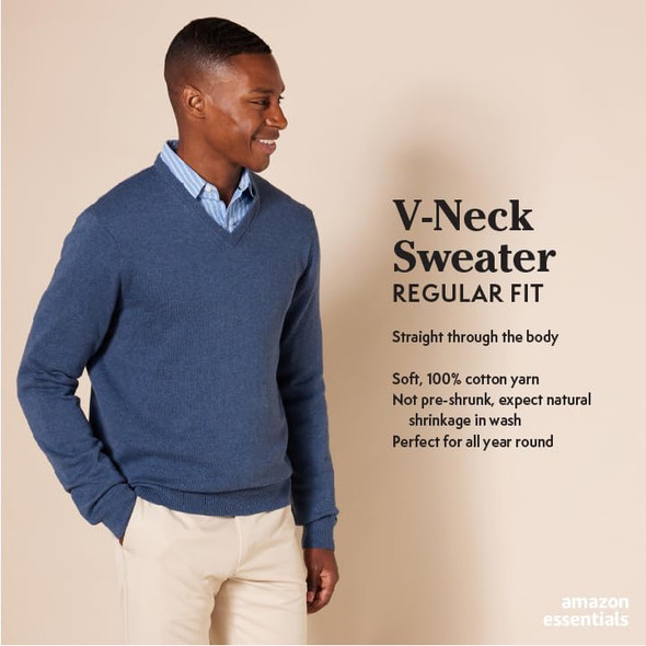 AMAZON ESSENTIALS MEN'S V-NECK PULLOVER SWEATER - SIZE: MEN M - BURGUNDY New AMAZON ESSENTIALS MEN'S V-NECK PULLOVER SWEATER - SIZE: MEN M - BURGUNDY New
