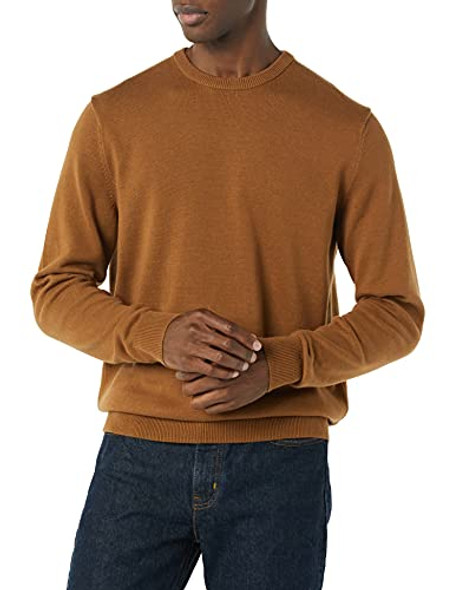 AMAZON ESSENTIALS MEN'S LONG-SLEEVE SWEATER, 100% COTTON, TOFFEE BROWN, LARGE New AMAZON ESSENTIALS MEN'S LONG-SLEEVE SWEATER, 100% COTTON, TOFFEE BROWN, LARGE New