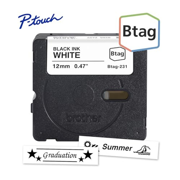BROTHER P-TOUCH BTAG BTAG231 BLACK ON WHITE LABEL TAPE 1/2IN BY 13.1FT New BROTHER P-TOUCH BTAG BTAG231 BLACK ON WHITE LABEL TAPE 1/2IN BY 13.1FT New