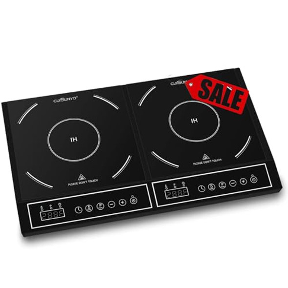 Portable 1800W Double Induction Cooktop Power Sharing Induction Burner