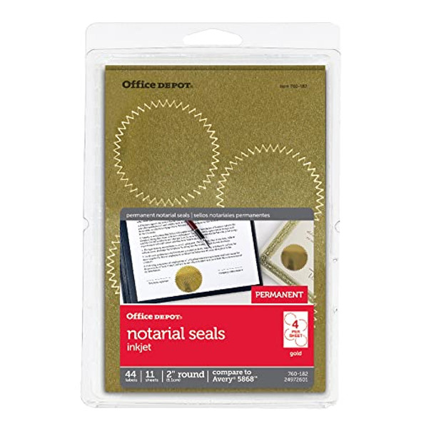 Office Depot Permanent Self-Adhesive Notarial Seals 2in. Pack 44 - GOLD New Office Depot Permanent Self-Adhesive Notarial Seals 2in. Pack 44 - GOLD New