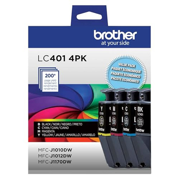 BROTHER GENUINE LC4014PKS STANDARD YIELD 4-PACK INK CARTRIDGES - LOT-LC401-NEW New BROTHER GENUINE LC4014PKS STANDARD YIELD 4-PACK INK CARTRIDGES - LOT-LC401-NEW New