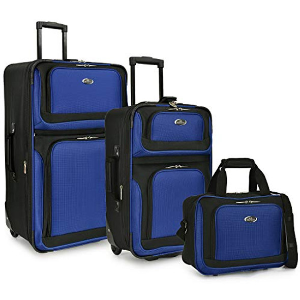 U.S. Traveler New Yorker Lightweight Expandable Rolling Luggage 3Pcs - BLUE New U.S. Traveler New Yorker Lightweight Expandable Rolling Luggage 3Pcs - BLUE New