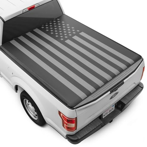 Motorbox Soft Roll-Up Truck Tonneau Cover With Black Flag Graphic - Black Motorbox Soft Roll-Up Truck Tonneau Cover With Black Flag Graphic - Black