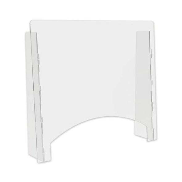 DEFLECTO COUNTER TOP BARRIER PASS THRU, 27" X 6" X 23.75" 2 PKS ACRYLIC, CLEAR New DEFLECTO COUNTER TOP BARRIER PASS THRU, 27" X 6" X 23.75" 2 PKS ACRYLIC, CLEAR New