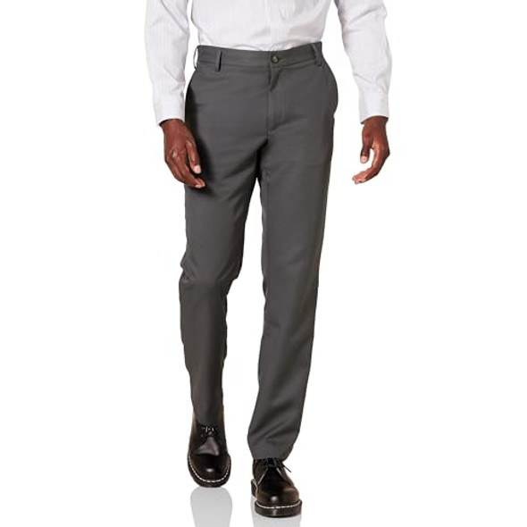 AMAZON ESSENTIALS SLIM-FIT FLAT-FRONT DRESS PANT MEN DARK GRAY SIZE 40x30 AMAZON ESSENTIALS SLIM-FIT FLAT-FRONT DRESS PANT MEN DARK GRAY SIZE 40x30