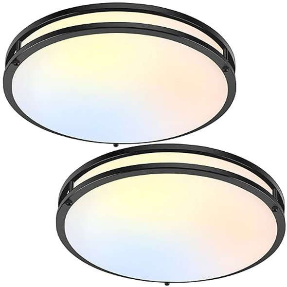 50W 5600LM LE Ceiling Lights Matte Black, 16Inch, 2 Pack - Black 50W 5600LM LE Ceiling Lights Matte Black, 16Inch, 2 Pack - Black