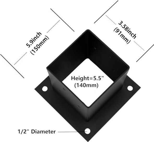 LADECH 4X4 WOOD FENCE POST ANCHOR BASE 2MM THICK STEEL AND BLACK POWDER COATED LADECH 4X4 WOOD FENCE POST ANCHOR BASE 2MM THICK STEEL AND BLACK POWDER COATED