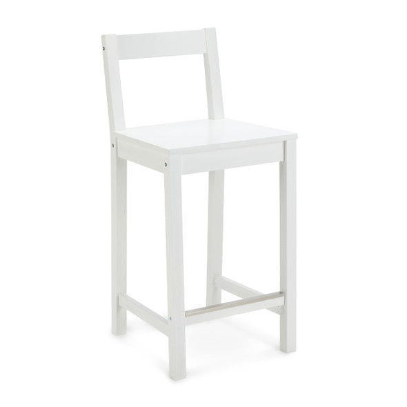 AMAZON BASICS WOODEN BAR STOOL WITH BACKREST 24" 1 UNIT - WHITE New AMAZON BASICS WOODEN BAR STOOL WITH BACKREST 24" 1 UNIT - WHITE New