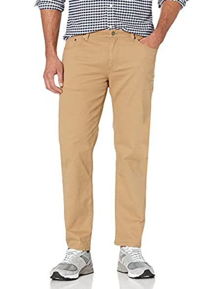 AMAZON ESSENTIALS MEN'S PANTS, RELAXED, 5-POCKETS, TWILL 31W X 30L - DARK KHAKI New AMAZON ESSENTIALS MEN'S PANTS, RELAXED, 5-POCKETS, TWILL 31W X 30L - DARK KHAKI New