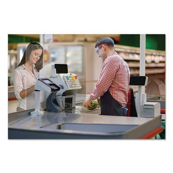 DEFLECTO COUNTER TOP BARRIER WITH FULL SHIELD, ACRYLIC, 2 UNITS/CARTON, CLEAR New