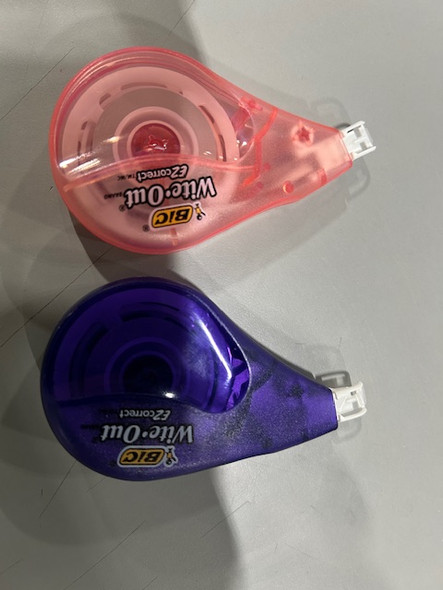 BIC WITE-OUT EZ CORRECT CORRECTION TAPE, 39.3 FEET, 2 PACK, ORANGE/PURPLE CASING New BIC WITE-OUT EZ CORRECT CORRECTION TAPE, 39.3 FEET, 2 PACK, ORANGE/PURPLE CASING New
