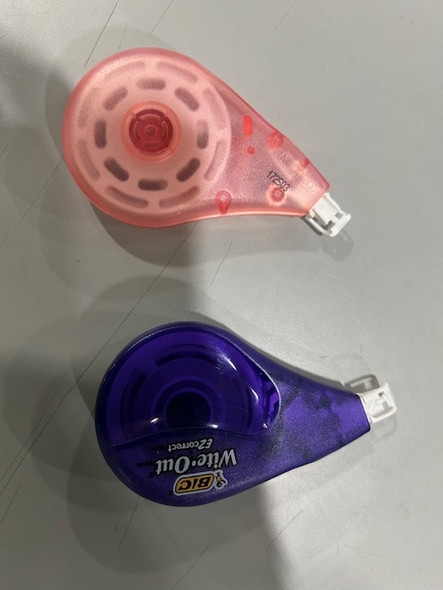 BIC WITE-OUT EZ CORRECT CORRECTION TAPE, 39.3 FEET, 2 PACK, ORANGE/PURPLE CASING New BIC WITE-OUT EZ CORRECT CORRECTION TAPE, 39.3 FEET, 2 PACK, ORANGE/PURPLE CASING New