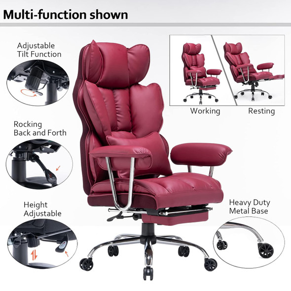 EFOMAO BIG AND TALL OFFICE CHAIR WITH LUMBAR SUPPORT (RED) EFOMAO BIG AND TALL OFFICE CHAIR WITH LUMBAR SUPPORT (RED)