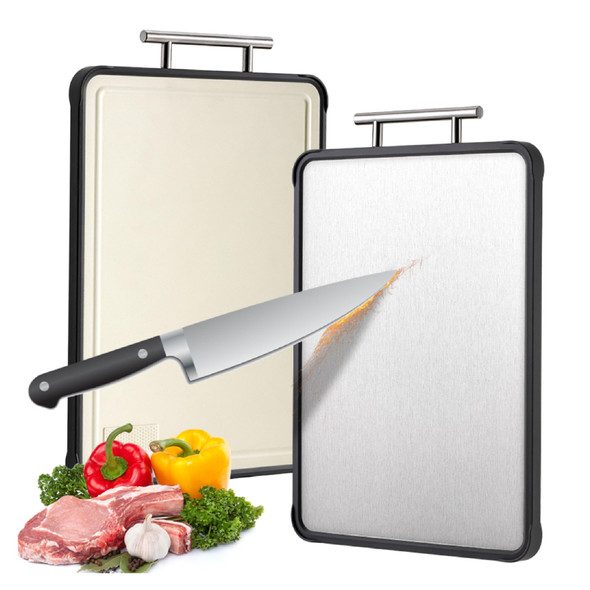 KUNDITA STAINLESS STEEL CUTTING BOARD DOUBLE SIDED CUTTING BOARD (16”×12”) New