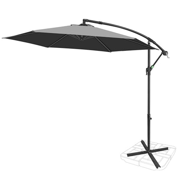 FRUITEAM 10FT PATIO OFFSET CANTILEVER UMBRELLA CRANK - GRAY FRUITEAM 10FT PATIO OFFSET CANTILEVER UMBRELLA CRANK - GRAY