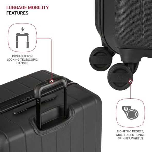 SWISSGEAR WANDERLUST PRO LIGHTWEIGHT EXPANDABLE SPINNER 3-PIECE SA8092 - BLACK SWISSGEAR WANDERLUST PRO LIGHTWEIGHT EXPANDABLE SPINNER 3-PIECE SA8092 - BLACK