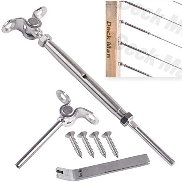 DECK MAN T316-Stainless Steel Adjustable Angle 1/8" Cable Railing Kit/Hardware DECK MAN T316-Stainless Steel Adjustable Angle 1/8" Cable Railing Kit/Hardware