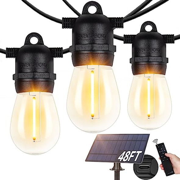 BESLOWE 48FT S14 SOLAR STRING LIGHTS OUTDOOR WITH REMOTE - CLEAR BESLOWE 48FT S14 SOLAR STRING LIGHTS OUTDOOR WITH REMOTE - CLEAR