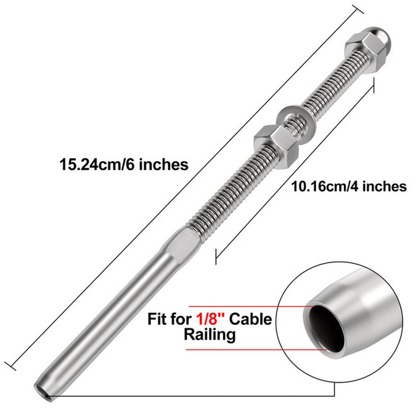 BLIKA 6" Swage Threaded Stud for 1/8" cable railing BLIKA 6" Swage Threaded Stud for 1/8" cable railing