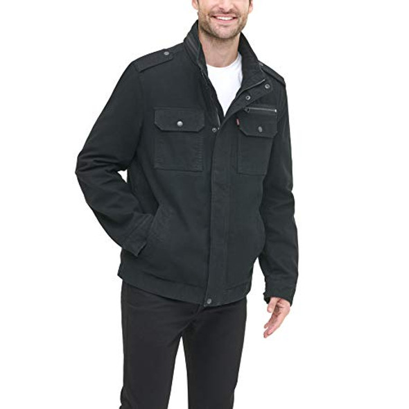 Levi's Men's Washed Cotton Military Jacket - SIZE: MEN XL - BLACK FILLED Levi's Men's Washed Cotton Military Jacket - SIZE: MEN XL - BLACK FILLED