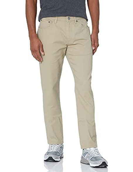 AMAZON ESSENTIALS MEN'S SLIM-FIT PANTS, SIZE 28W X 30L, KHAKI BROWN New AMAZON ESSENTIALS MEN'S SLIM-FIT PANTS, SIZE 28W X 30L, KHAKI BROWN New