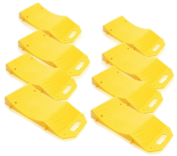 ZONETECH TIRE SAVER RAMPS - PREMIUM ANTI- SLIP DESIGN PREVENTION 8 PACK - YELLOW