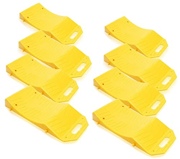 ZONETECH TIRE SAVER RAMPS - PREMIUM ANTI- SLIP DESIGN PREVENTION 8 PACK - YELLOW