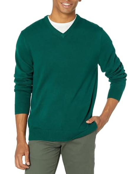 AMAZON ESSENTIALS MEN'S V-NECK PULLOVER SWEATER SIZE: MEN XL - DARK GREEN New AMAZON ESSENTIALS MEN'S V-NECK PULLOVER SWEATER SIZE: MEN XL - DARK GREEN New