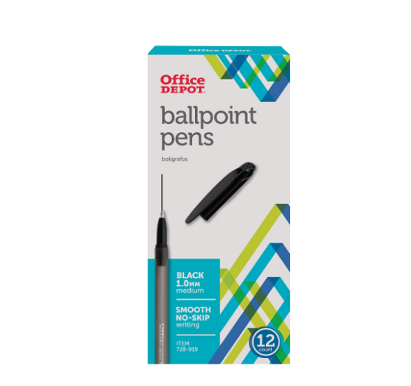 OFFICE DEPOT BRAND TINTED BALLPOINT STICK PENS, MEDIUM POINT, 1.0 MM PACK OF 12 OFFICE DEPOT BRAND TINTED BALLPOINT STICK PENS, MEDIUM POINT, 1.0 MM PACK OF 12