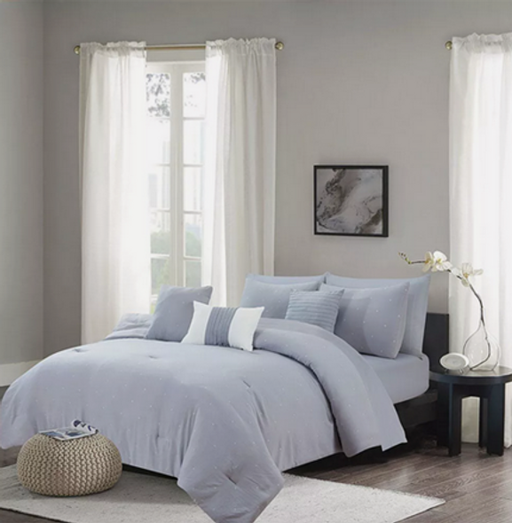 SERENE CRESCENT 10 PIECE QUEEN COMFORTER SET - GRAY SERENE CRESCENT 10 PIECE QUEEN COMFORTER SET - GRAY