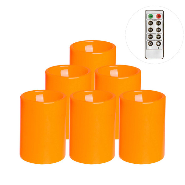 GIVEU FLAMELESS FLICKERING PLASTIC LED CANDLE 6-PACK REMOTE CANDLE 3X4 -ORANGE GIVEU FLAMELESS FLICKERING PLASTIC LED CANDLE 6-PACK REMOTE CANDLE 3X4 -ORANGE