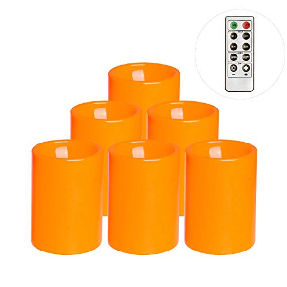 GIVEU FLAMELESS FLICKERING PLASTIC LED CANDLE 6-PACK REMOTE CANDLE 3X4 -ORANGE GIVEU FLAMELESS FLICKERING PLASTIC LED CANDLE 6-PACK REMOTE CANDLE 3X4 -ORANGE